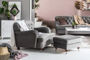 Howard Riviera Fåtölj med Fotpall - Silvergrå - Products - Möbler - Fåtölj & stolar - Fåtölj - Fåtölj med fotpall