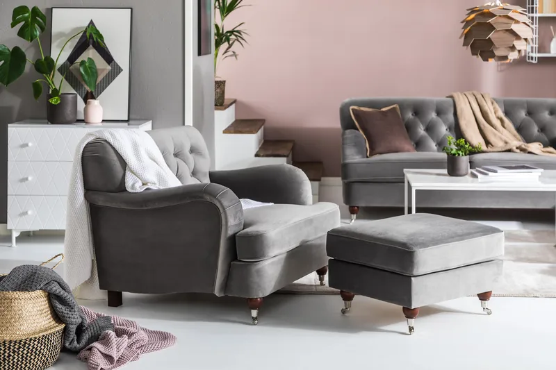 Howard Riviera Fåtölj med Fotpall - Silvergrå - Products - Möbler - Fåtölj & stolar - Fåtölj - Fåtölj med fotpall