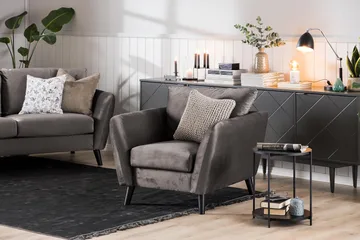 Trend Fåtölj - Mörkgrå Sammet - Products - Möbler - Fåtölj & stolar - Fåtölj
