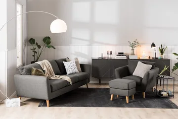 Trend Soffgrupp Fåtölj med Fotpall - Svart - Products - Möbler - Fåtölj & stolar - Fåtölj - Fåtölj med fotpall