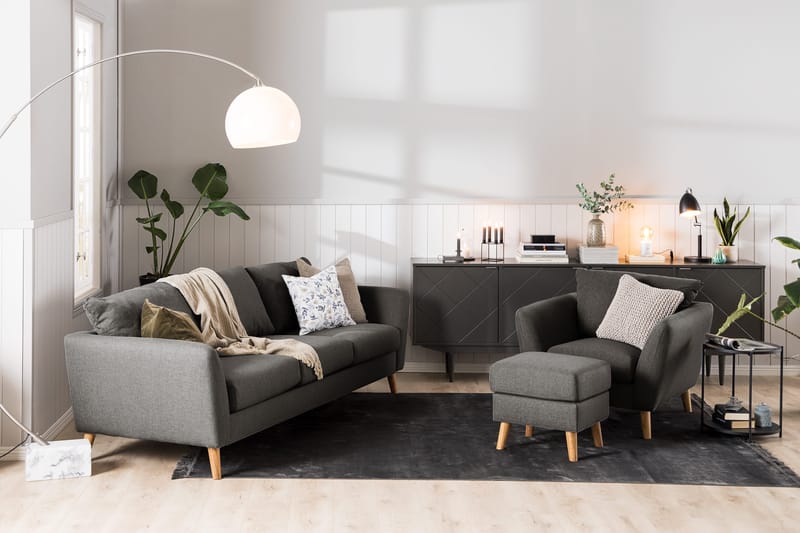 Trend Soffgrupp Fåtölj med Fotpall - Svart - Products - Möbler - Fåtölj & stolar - Fåtölj - Fåtölj med fotpall