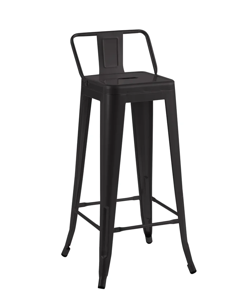 Iris barstol i svart metall - Sitthöjd 76 cm, Svart