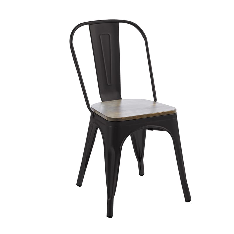 Iris matstol i svart metall med träsits - Svart - Products - Möbler - Fåtölj & stolar - Matstol & köksstol