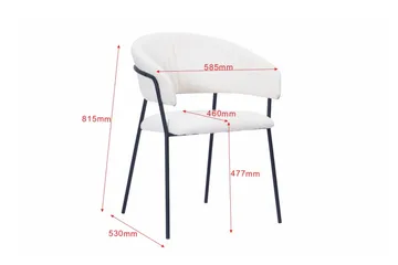 Karol Matstol med armstöd - Vit Bouclé / Metallben Svart - Products - Möbler - Fåtölj & stolar - Karmstol