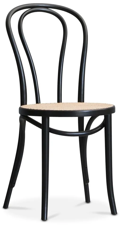 Matstol No 18 med Rottingsits, Beige, svart