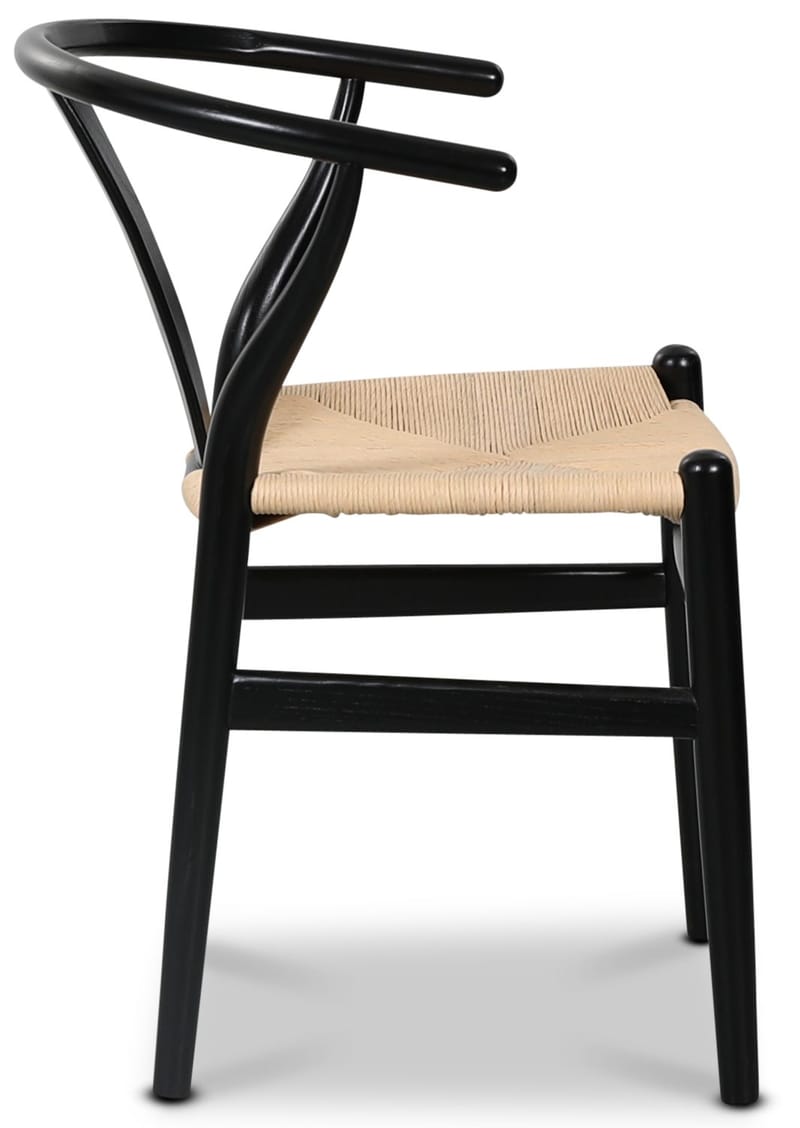 Oskar matstol - Svart stol med repsits - naturfärgat rep - Products - Möbler - Fåtölj & stolar - Karmstol