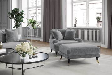 Andrew Fotpall Sammet - Silvergrå/Mässing - Products - Möbler - Fåtölj & stolar - Pall & puff - Fotpallar