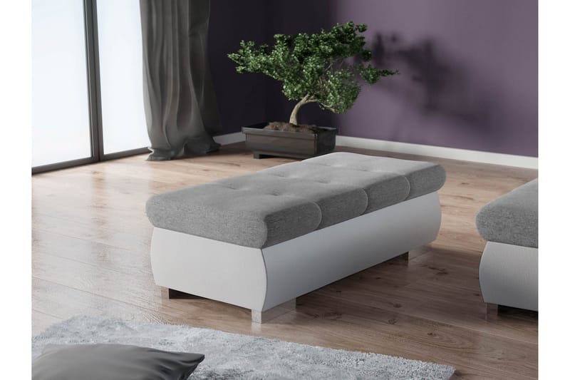 Cerys Fotpall 120 cm - Vit/Grå - Products - Möbler - Fåtölj & stolar - Pall & puff - Fotpallar
