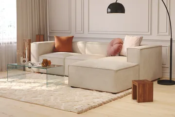 Cubo 1-sits  Rektangulär Fotpallsmodul i Manchester 120 cm bred - Beige - Products - Möbler - Fåtölj & stolar - Pall & puff - Fotpallar
