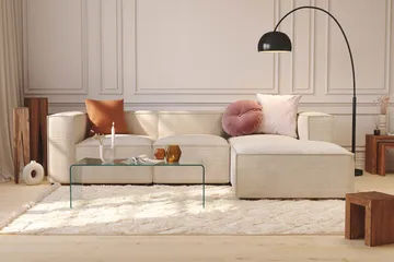 Cubo 1-sits  Rektangulär Fotpallsmodul i Manchester 120 cm bred - Beige - Products - Möbler - Fåtölj & stolar - Pall & puff - Fotpallar