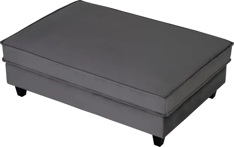 Fotpall Brandy 122x86 cm i Sammet, Mörkgrå
