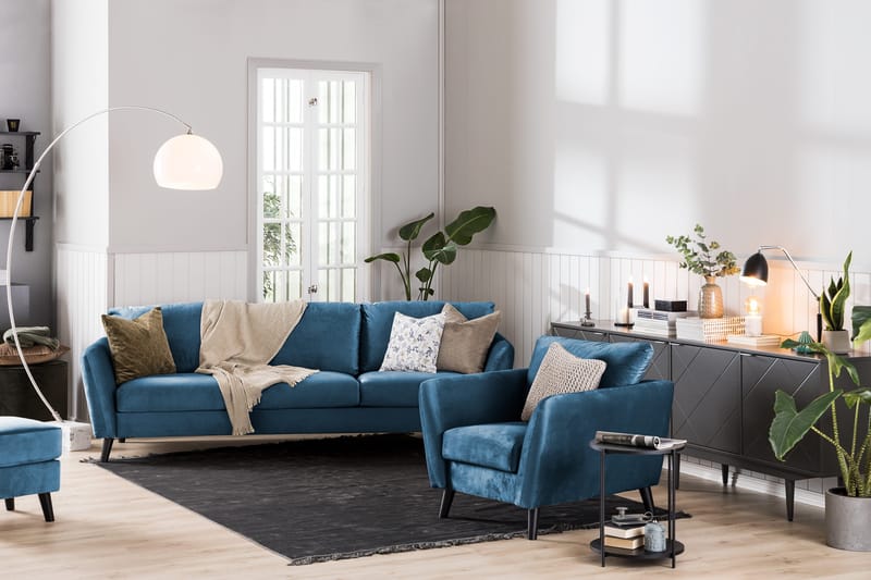 Trend Fotpall - Midnattsblå Sammet - Products - Möbler - Fåtölj & stolar - Pall & puff - Fotpallar