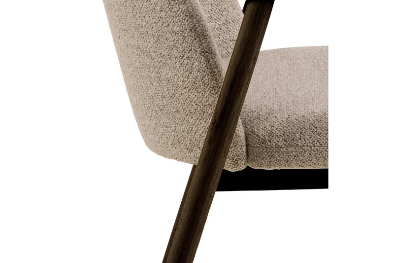 Reciclar Matstol i Bouclé med armstöd i ek trä - Mörkbrun/Greige - Products - Möbler - Fåtölj & stolar - Karmstol