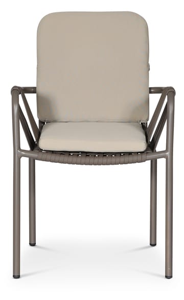 Stapelbar utestol grå med beige dyna - grå och beige - Products - Möbler - Fåtölj & stolar - Karmstol