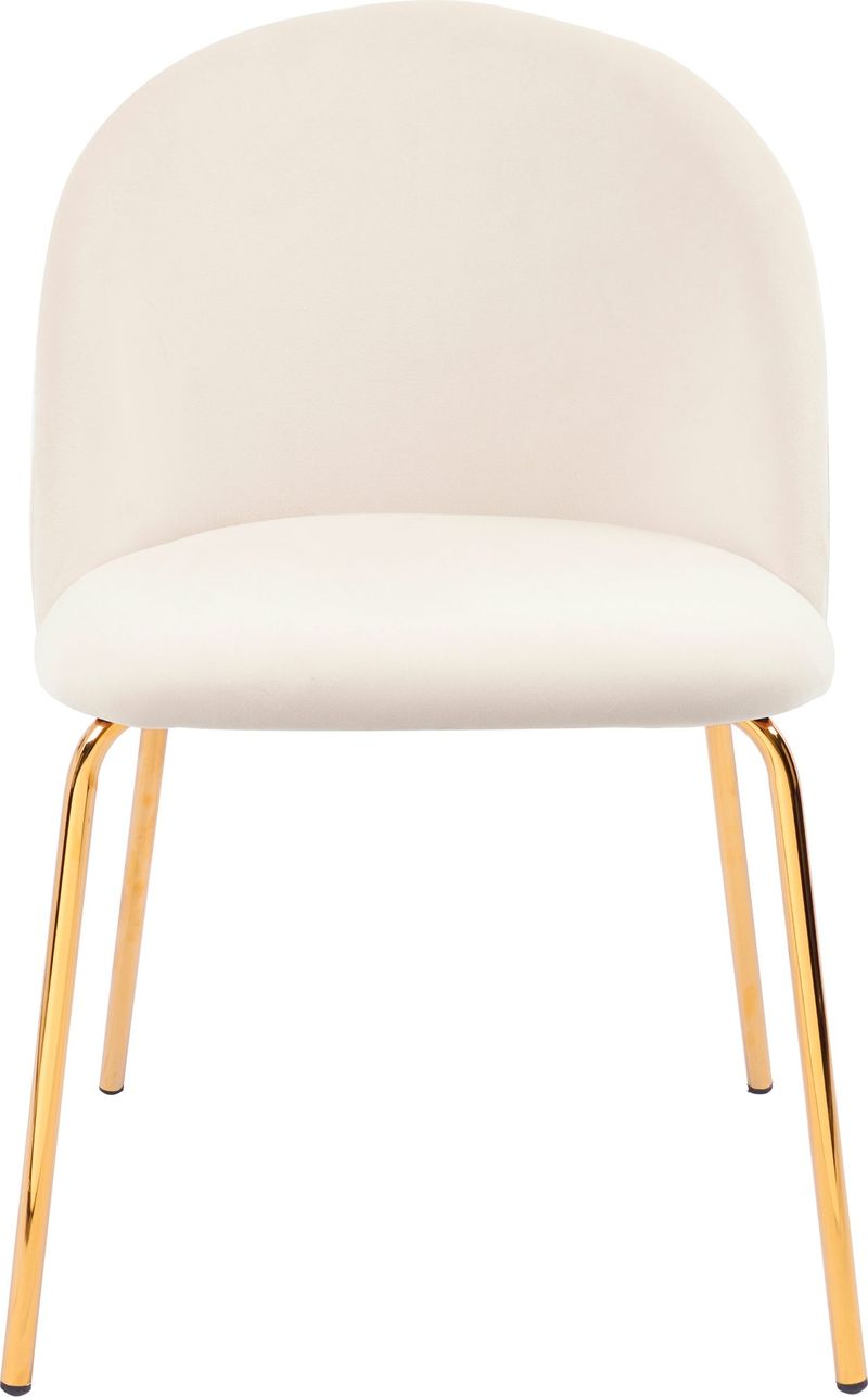 Stol beige sammet guldiga ben - Plaza, Beige