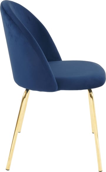 Stol i blå velvet med guldiga ben - Blå - Products - Möbler - Fåtölj & stolar - Matstol & köksstol