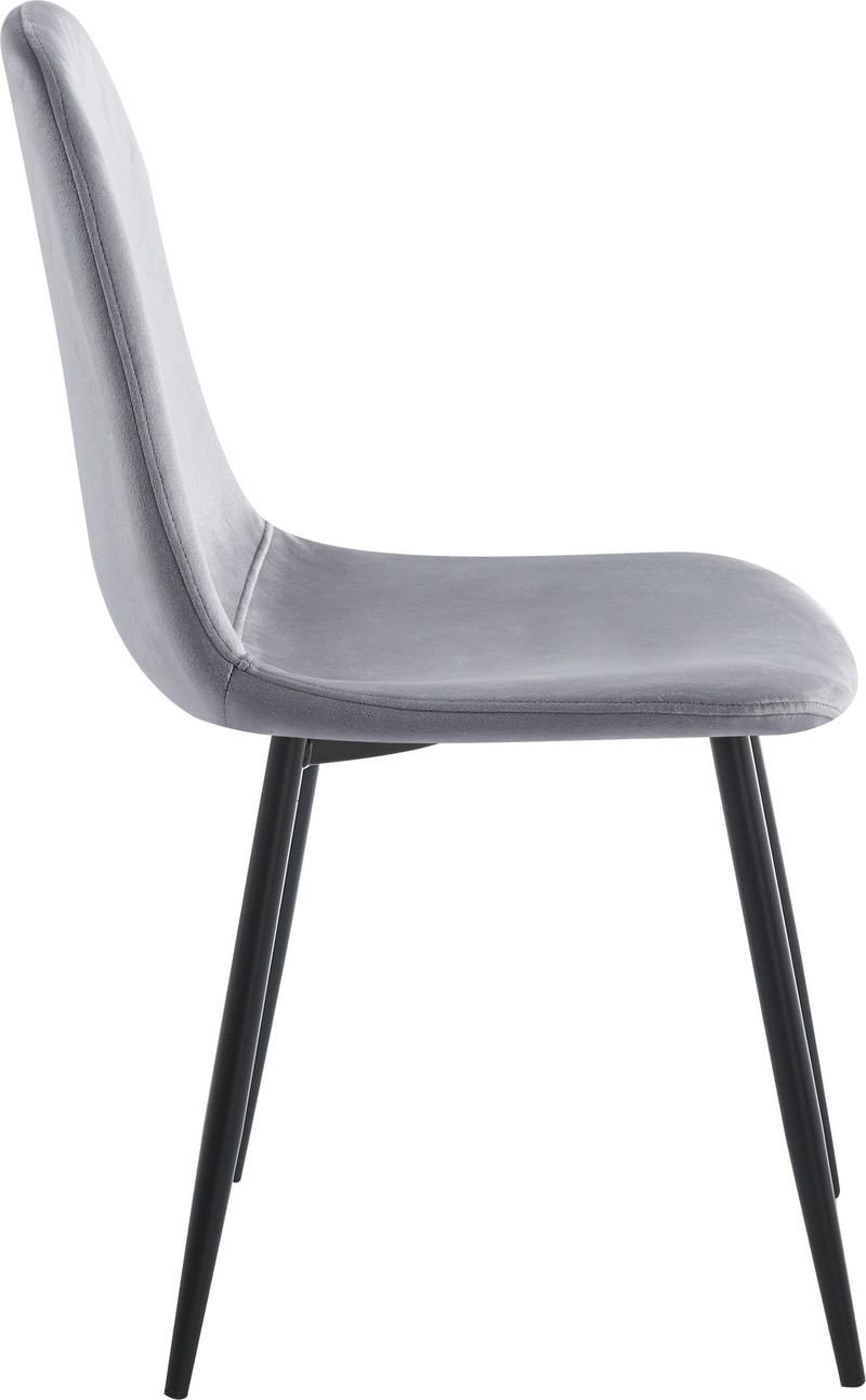 Stol ljusgrå sammet med svarta ben - Ljusgrå sammet med svarta matta stålben - Products - Möbler - Fåtölj & stolar - Matstol & köksstol