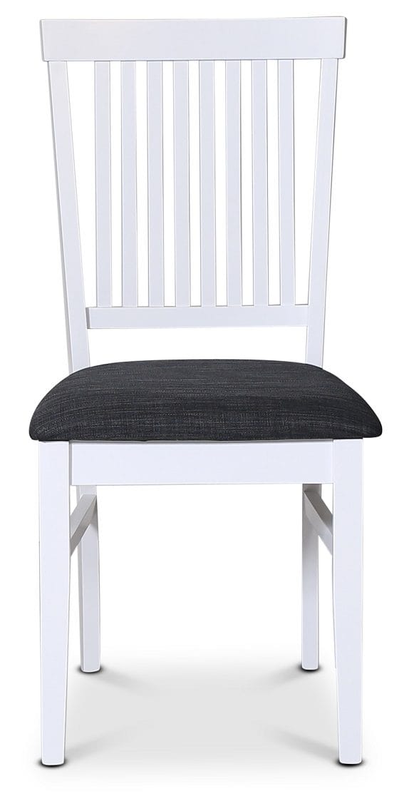 Stol med grå tygsits - Fårö, Vitlack och sits i grått tyg