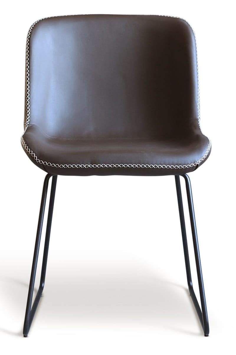 Texas stol i brun PU med ljus kontrastsöm, Brun PU med ljus kontrastsöm