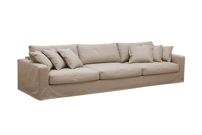 Valencia Extra Djup 5-sits soffa + fotpall med avtagbar och tvättbar klädsel - Ljusbrun - Products - Möbler - Soffa