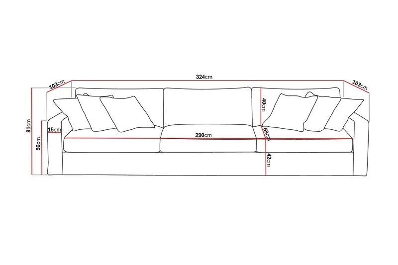 Valencia Extra Djup 5-sits Soffa med avtagbar och tvättbar klädsel - Rostbrun - Products - Möbler - Soffa