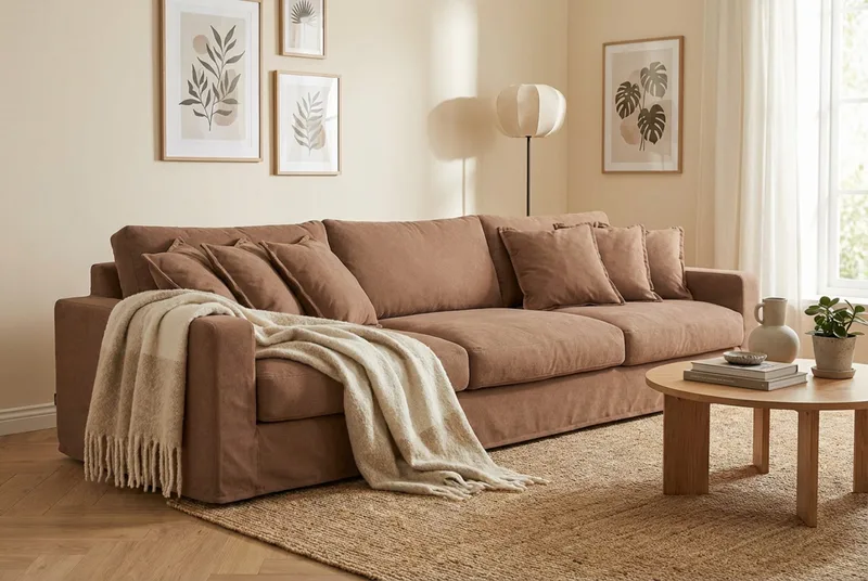 Valencia Extra Djup 5-sits Soffa med avtagbar och tvättbar klädsel - Rostbrun - Products - Möbler - Soffa