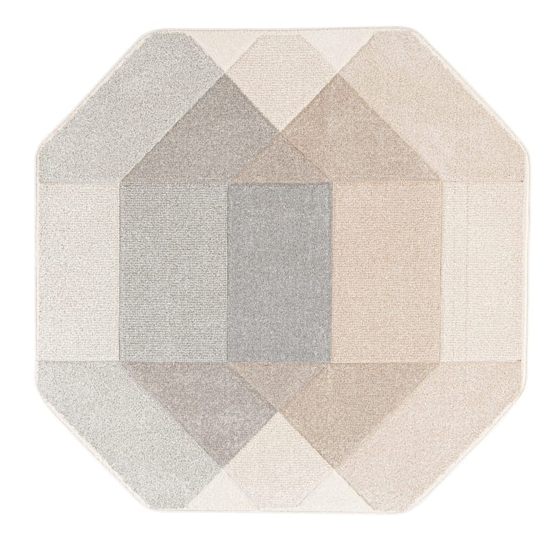 Matta Navon Carved 120x120 cm, Grå/Beige