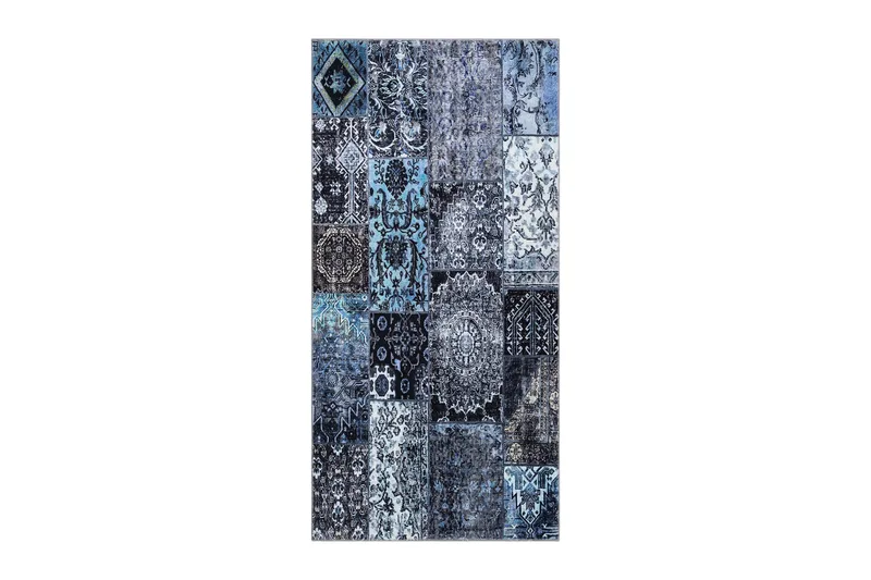 Shiraz Wiltonmatta 80x200 cm Oval, Blå