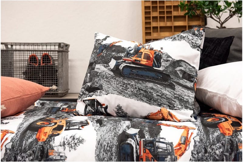 Påslakanset Enkelsäng 2-Dels Maskiner Orange - Franzén - Products - Textil & mattor - Sängkläder - Bäddset & påslakanset - Påslakanset dubbelsäng