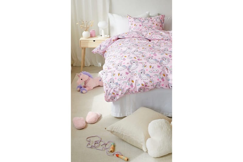 Påslakanset Enkelsäng 2-Dels Enhörning - Rosa - Products - Textil & mattor - Sängkläder - Påslakan