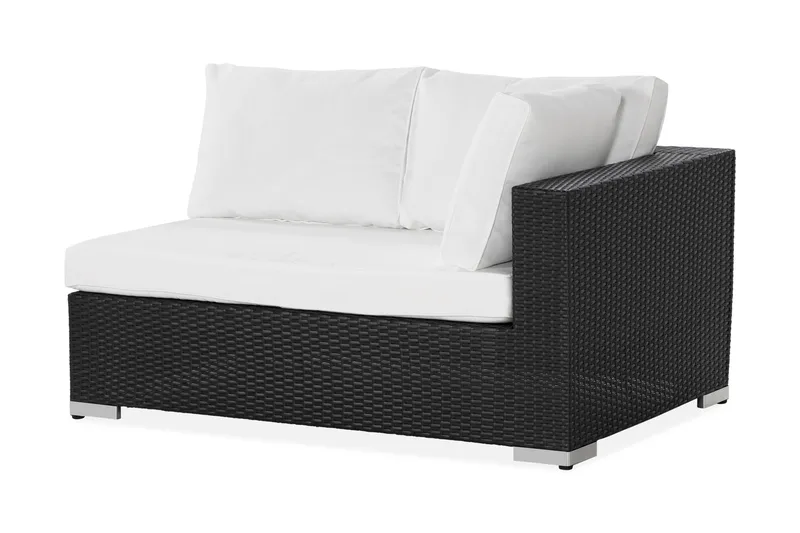 Bahamas Vänstermodul utomhus 140 cm i konstrotting - Svart / Vita dynor - Products - Utemöbler & utemiljö - Övrigt utemöbler - Moduler utesoffa - Vänstermodul utesoffa