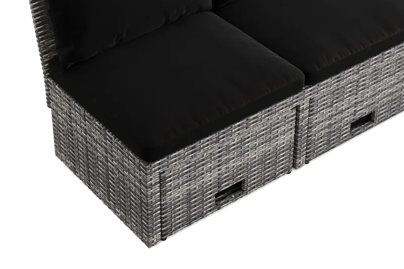 Bahamas Liten Balkongsoffa med dynor och pallar i konstrotting - Grå - Products - Utemöbler & utemiljö - Balkong & altan - Balkongmöbler - Balkongsoffa