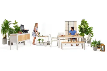 Portals Utekök 174 cm - Vit/trä - Products - Utem öbler & utemiljö - Grill & utekök - Utekök - Kompletta utekök