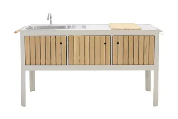 Portals Utekök 174 cm - Vit/trä - Products - Utemöbler & utemiljö - Grill & utekök - Utekök - Kompletta utekök