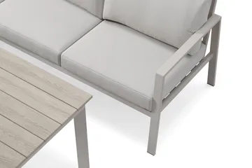 Ariany Lyx l-formad 6-sits hörnsoffa utomhus med hög rygg med beiga dynor och bord i aluminium - Beige - Products - Utemöbler & utemiljö - Loungemöbler - Loungeset & loungegrupp