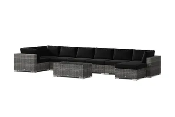 Bahamas U-formad utomhus loungegrupp 8-sits med vändbar divan och bord