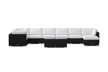 Bahamas U-formad utomhus loungegrupp 8-sits med vändbar divan och bord - Svart - Products - Utemöbler & utemiljö - Loungemöbler - Loungeset & loungegrupp