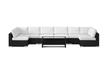 Bahamas U-formad utomhus loungegrupp med öppet avslut, 8-sits med bord och hylla - Svart - Products - Utemöbler & utemiljö - Loungemöbler - Loungeset & loungegrupp