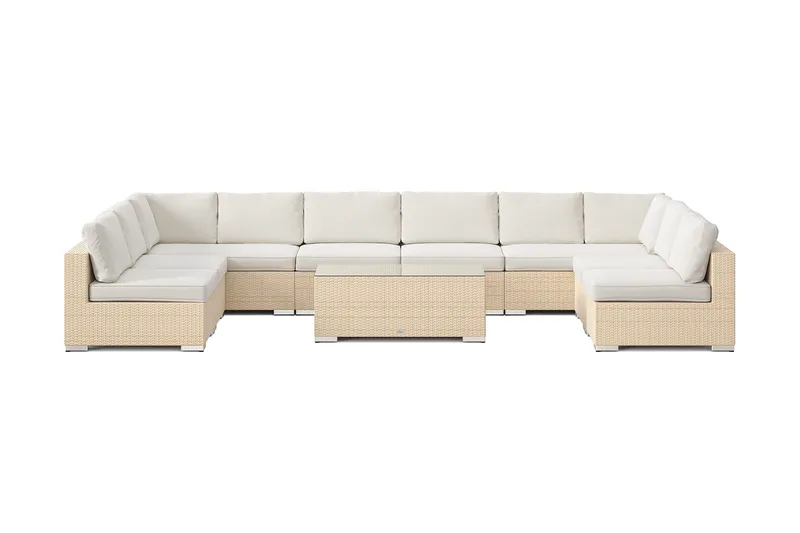 Bahamas U-formad utomhus loungegrupp med öppet avslut, 9-sits med bord - Beige - Products - Utemöbler & utemiljö - Loungemöbler - Loungeset & loungegrupp