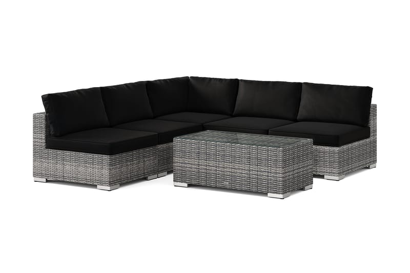 Bahamas utomhus hörnsoffa 5-sits vändbar med öppet avslut och bord, Grå
