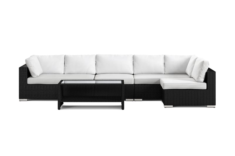 Bahamas utomhus loungegrupp 6-sits med vändbar schäslong och bord med hylla - Svart - Products - Utemöbler & utemiljö - Loungemöbler - Loungeset & loungegrupp