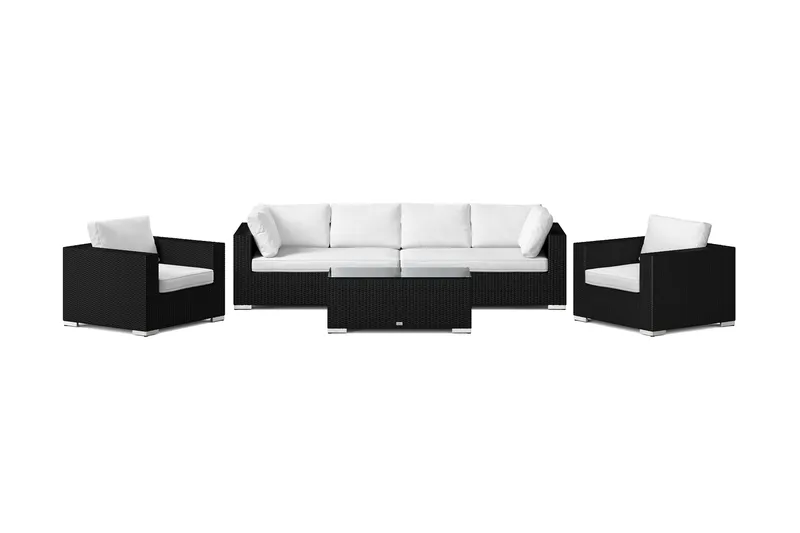 Bahamas utomhus soffgrupp 6-sits med två fåtöljer och bord - Svart - Products - Utemöbler & utemiljö - Loungemöbler - Loungeset & loungegrupp