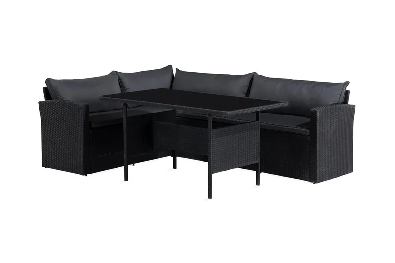 James Light Soffgrupp och Loungegrupp Utomhus 5-sits i konstrotting för trädgård och uteplats, Svart / Svarta dynor