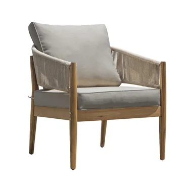 Siana 4-sits Loungegrupp i trä utseende med repdetaljer - Natur / Beige - Products - Utemöbler & utemiljö - Loungemöbler - Loungeset & loungegrupp