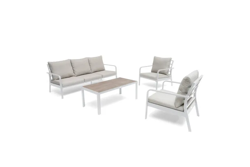 Soffgrupp Utomhus Hillerstorp Hånger, Vit ram Dynor gråbeige