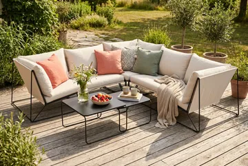 Usteryd utomhus hörnsoffa 5-sits vändbar - Svart/Beige - Products - Utemöbler & utemiljö - Loungemöbler - Loungeset & loungegrupp