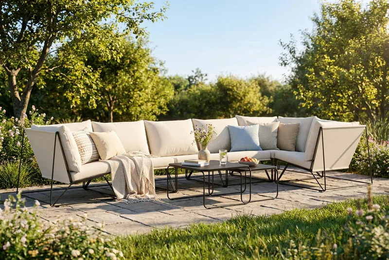 Usteryd utomhus hörnsoffa 6-sits vändbar - Svart/Beige - Products - Utemöbler & utemiljö - Loungemöbler - Loungesoffor