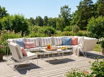 Usteryd utomhus hörnsoffa 7-sits vändbar med fåtölj - Beige/Striped - Products - Utemöbler & utemiljö - Loungemöbler - Loungeset & loungegrupp