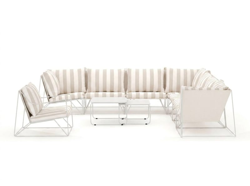 Usteryd utomhus hörnsoffa 8-sits vändbar med fåtölj - Beige/Striped - Products - Utemöbler & utemiljö - Loungemöbler - Loungeset & loungegrupp
