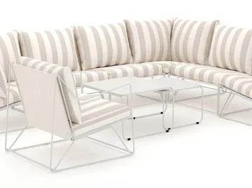 Usteryd utomhus L-soffa 7-sits vändbar med fåtölj - Beige/Striped - Products - Utemöbler & utemiljö - Loungemöbler - Loungesoffor